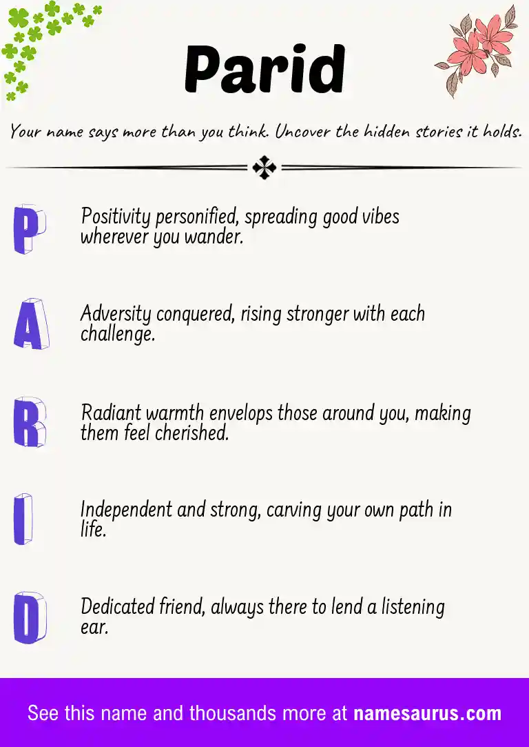 Acrostic poem about Parid.