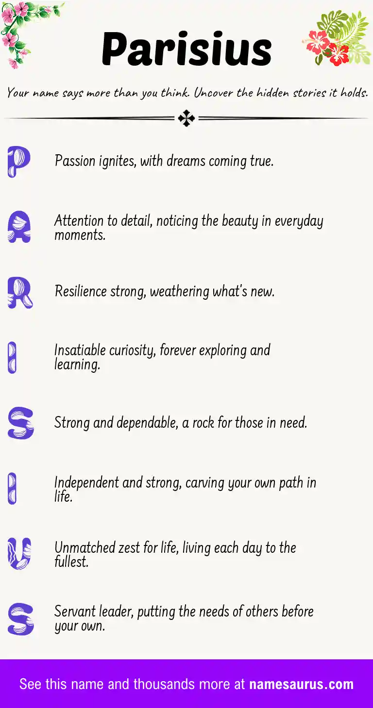 Acrostic poem about Parisius.