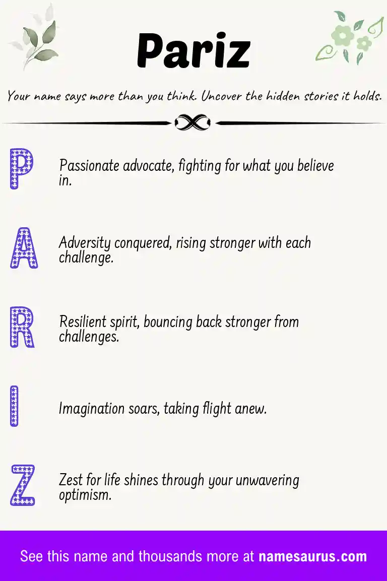 Acrostic poem about Pariz.