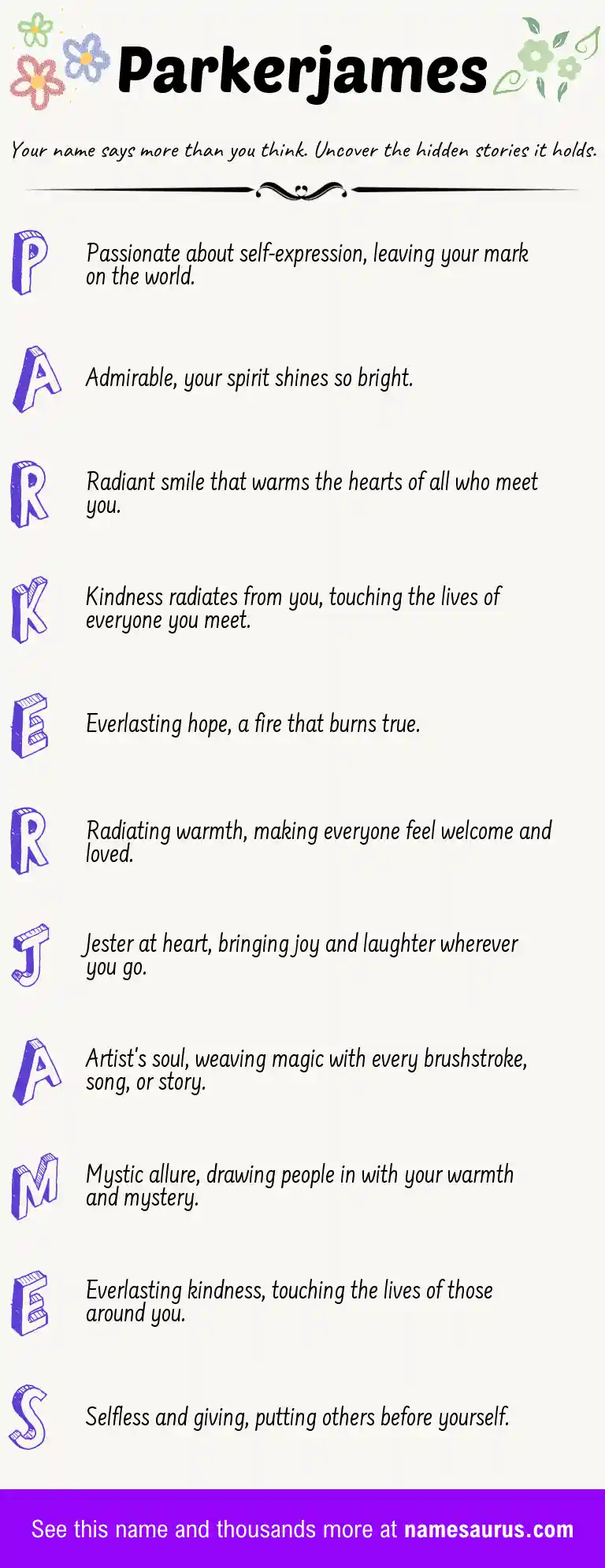 Acrostic poem about Parkerjames.