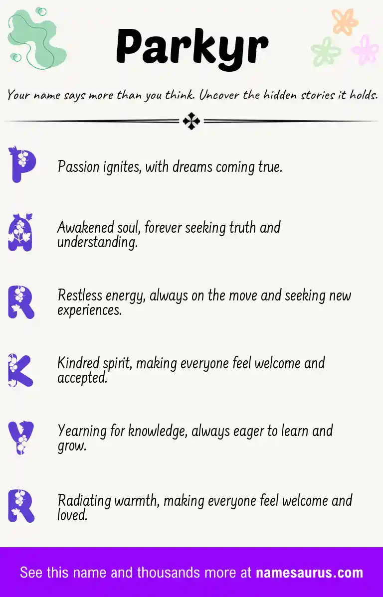 Acrostic poem about Parkyr.