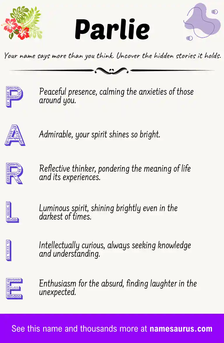 Acrostic poem about Parlie.