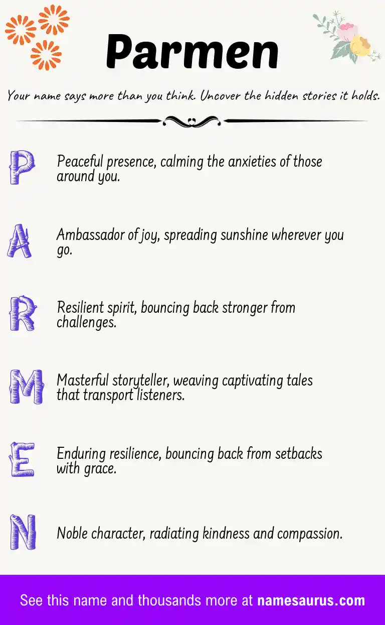 Acrostic poem about Parmen.