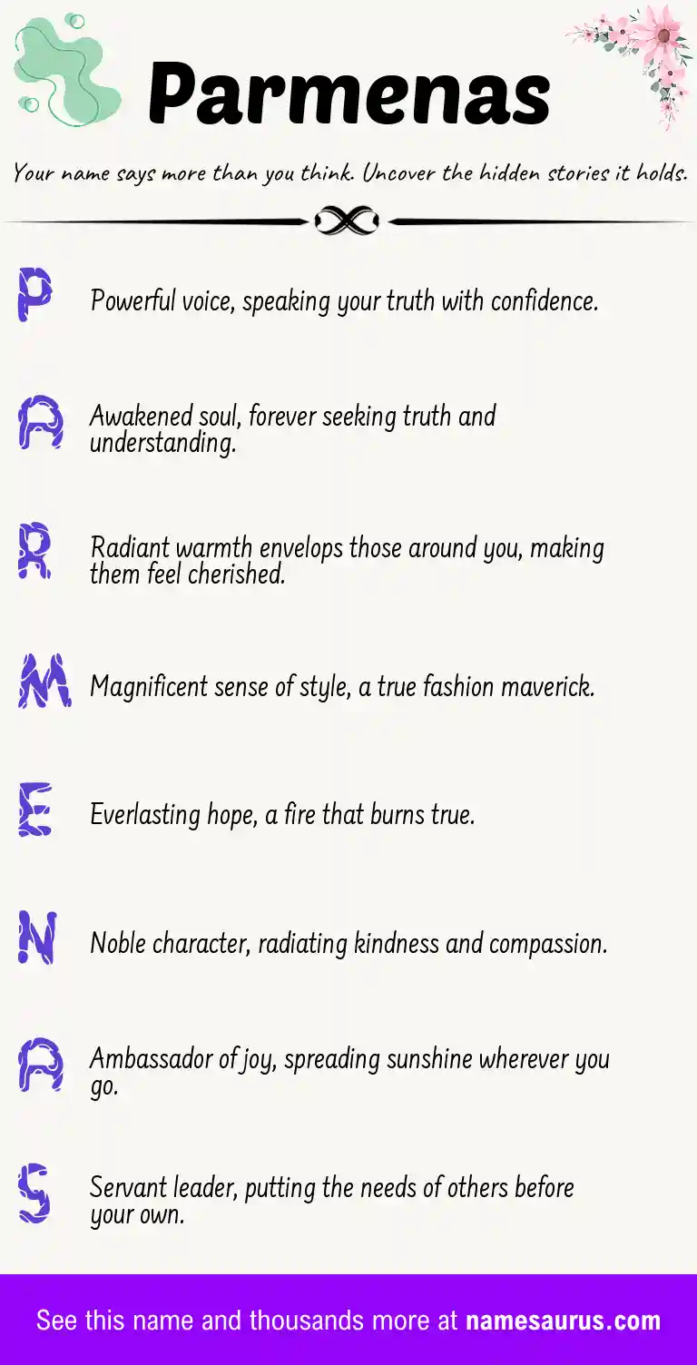 Acrostic poem about Parmenas.