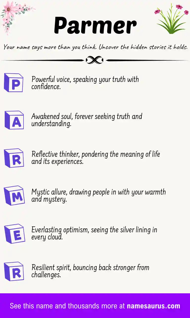 Acrostic poem about Parmer.