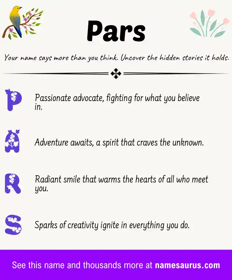 Acrostic poem about Pars.