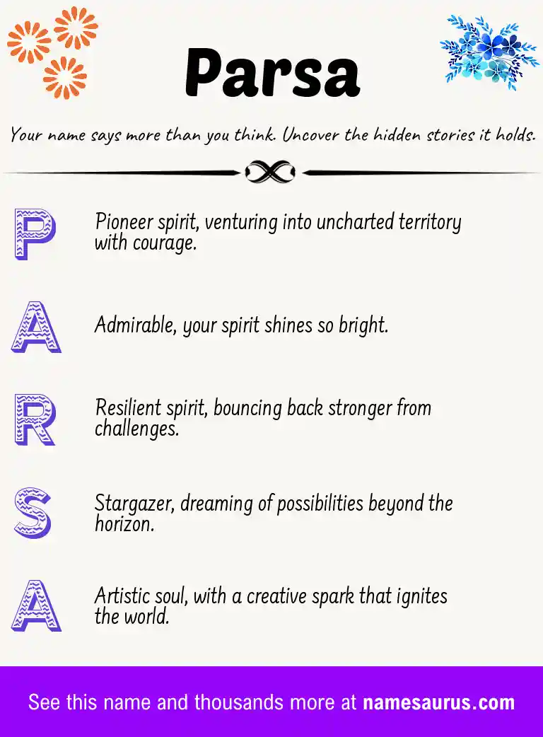 Acrostic poem about Parsa.