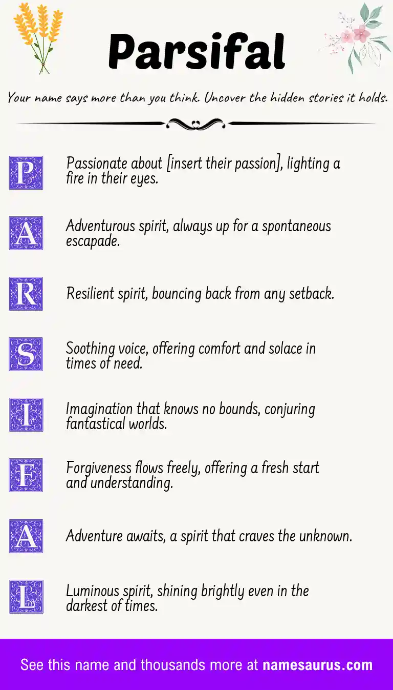 Acrostic poem about Parsifal.