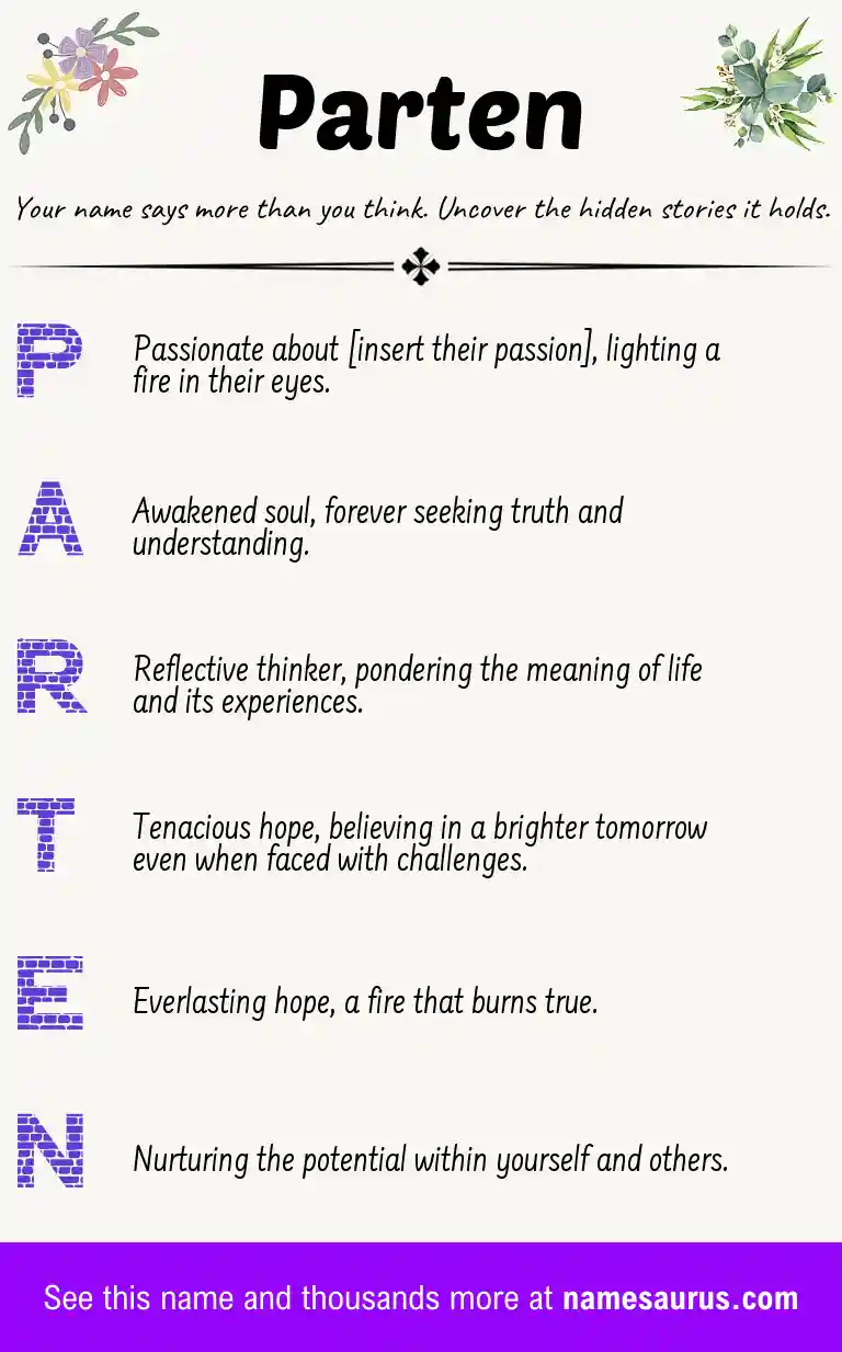 Acrostic poem about Parten.