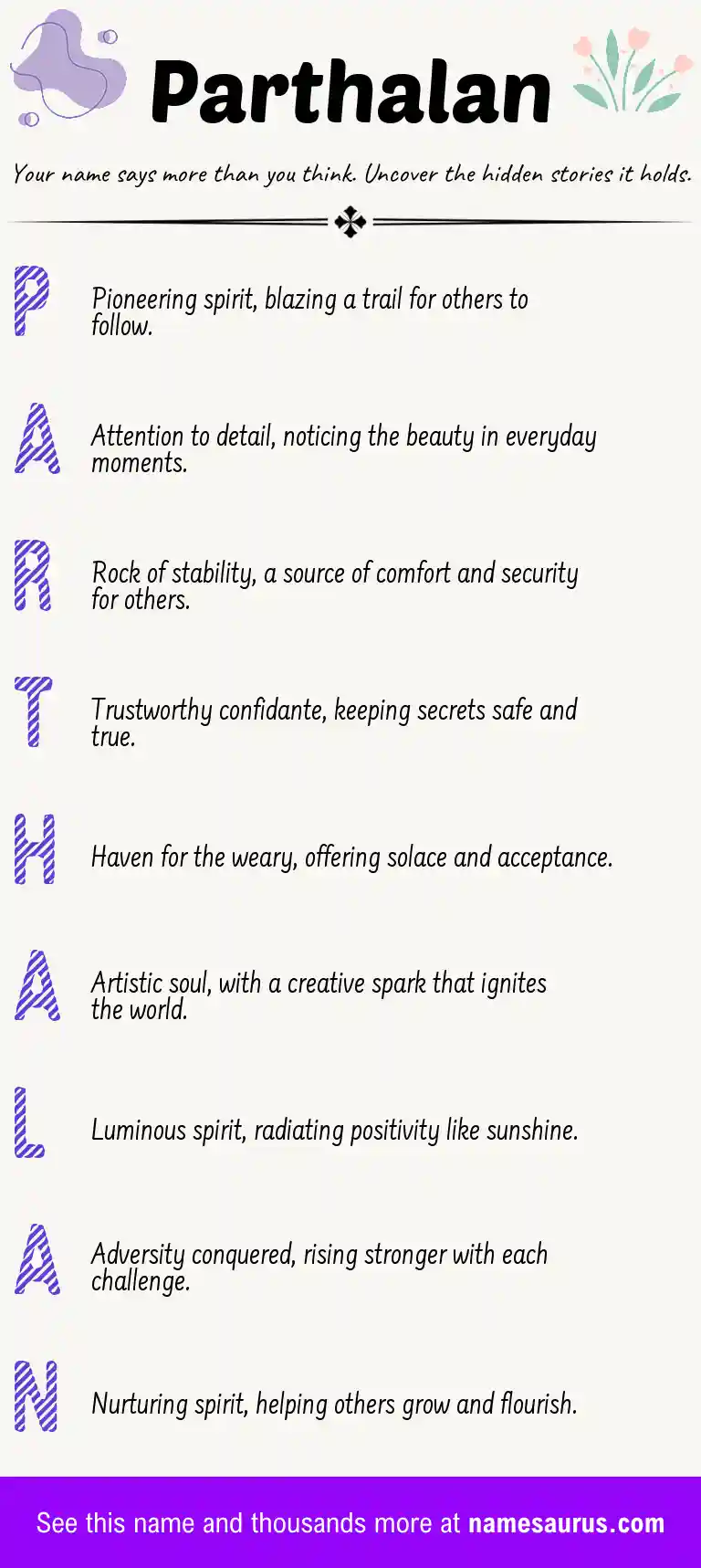 Acrostic poem about Parthalan.