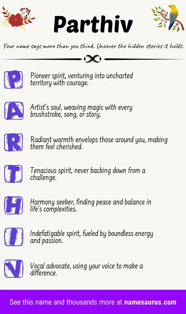Acrostic poem about Parthiv.