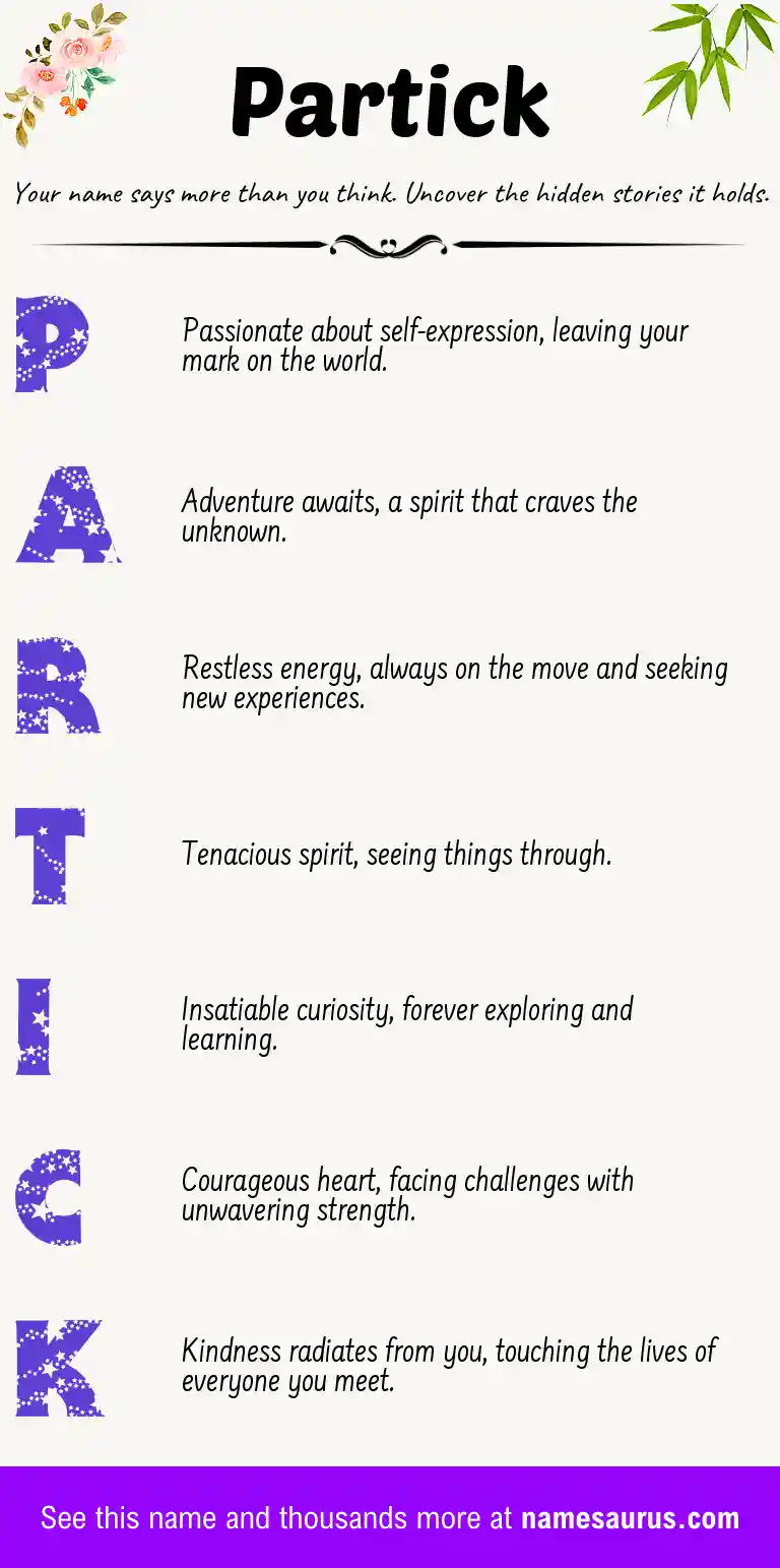Acrostic poem about Partick.