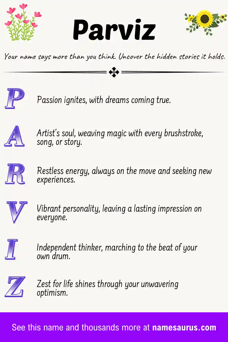 Acrostic poem about Parviz.