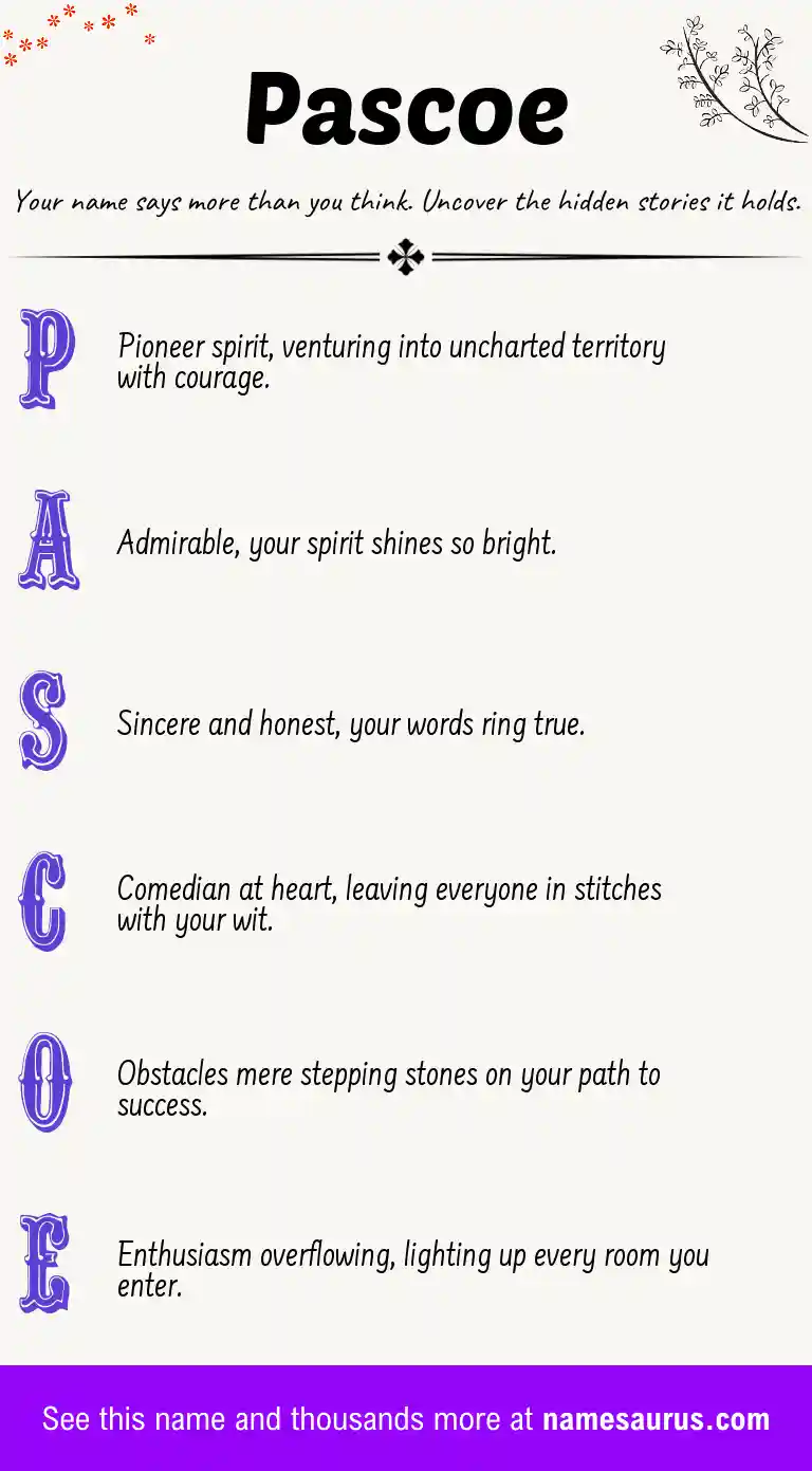 Acrostic poem about Pascoe.