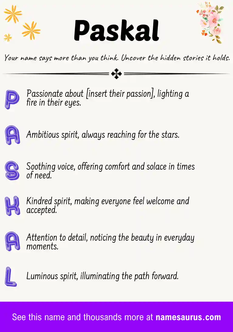 Acrostic poem about Paskal.