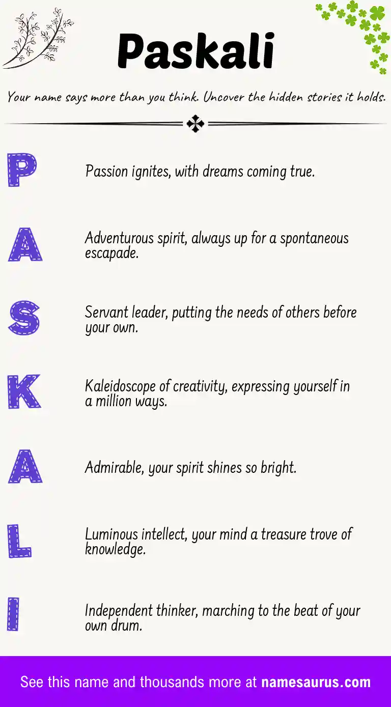Acrostic poem about Paskali.