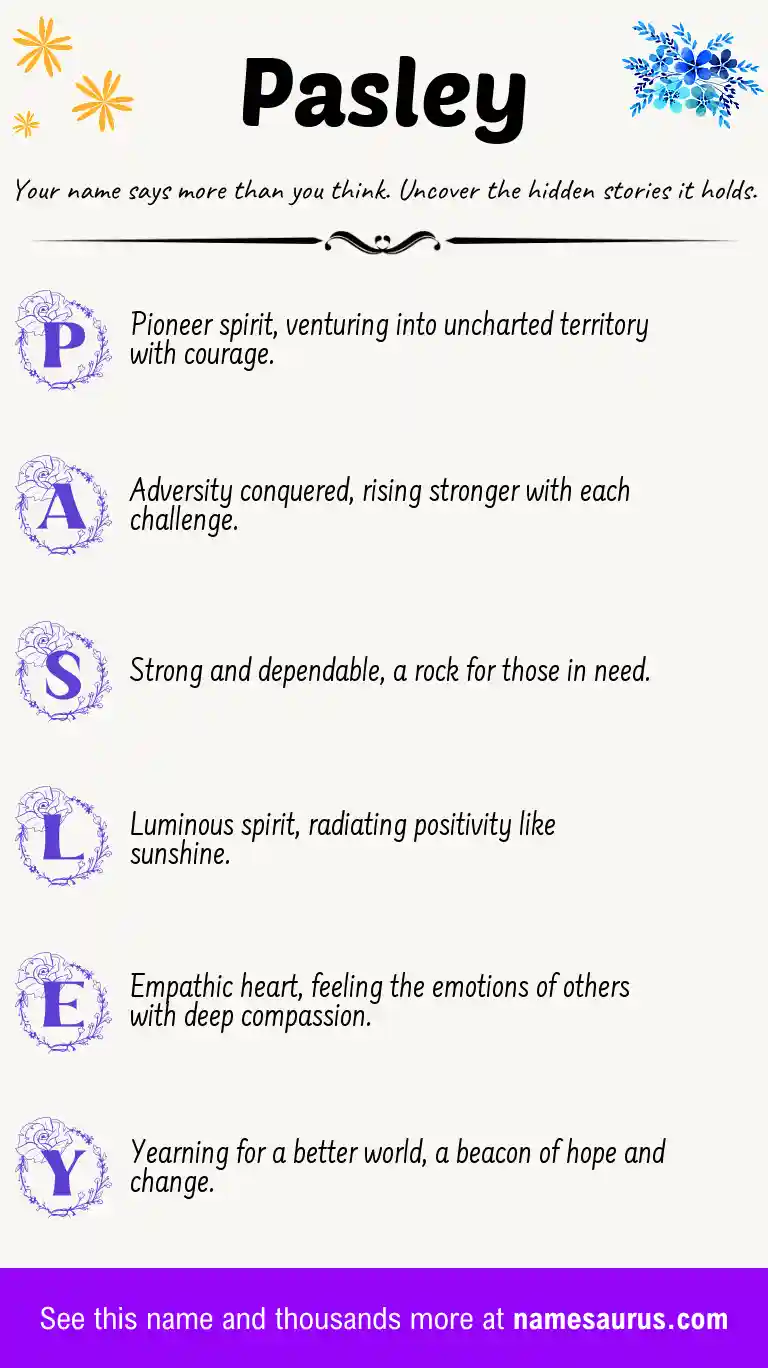 Acrostic poem about Pasley.