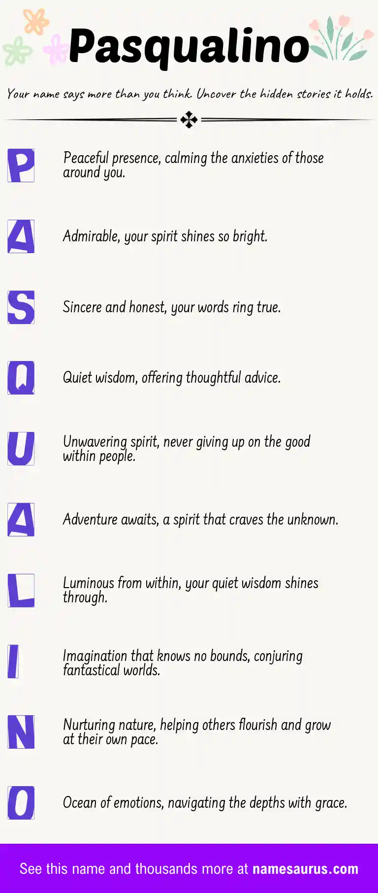 Acrostic poem about Pasqualino.