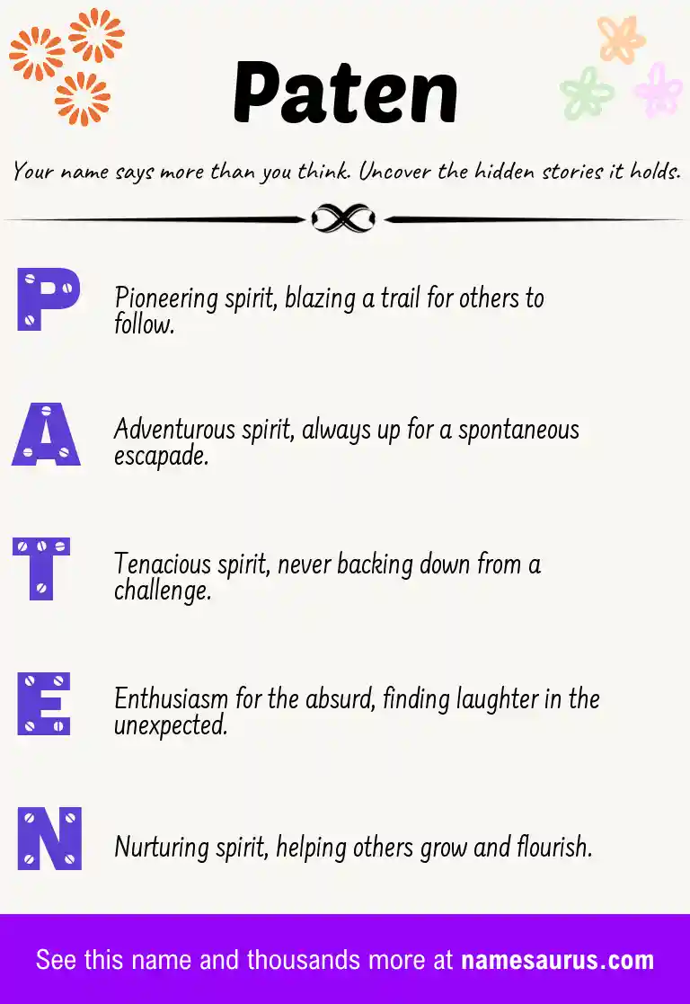 Acrostic poem about Paten.