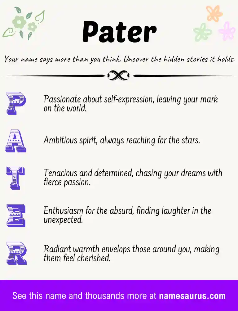 Acrostic poem about Pater.