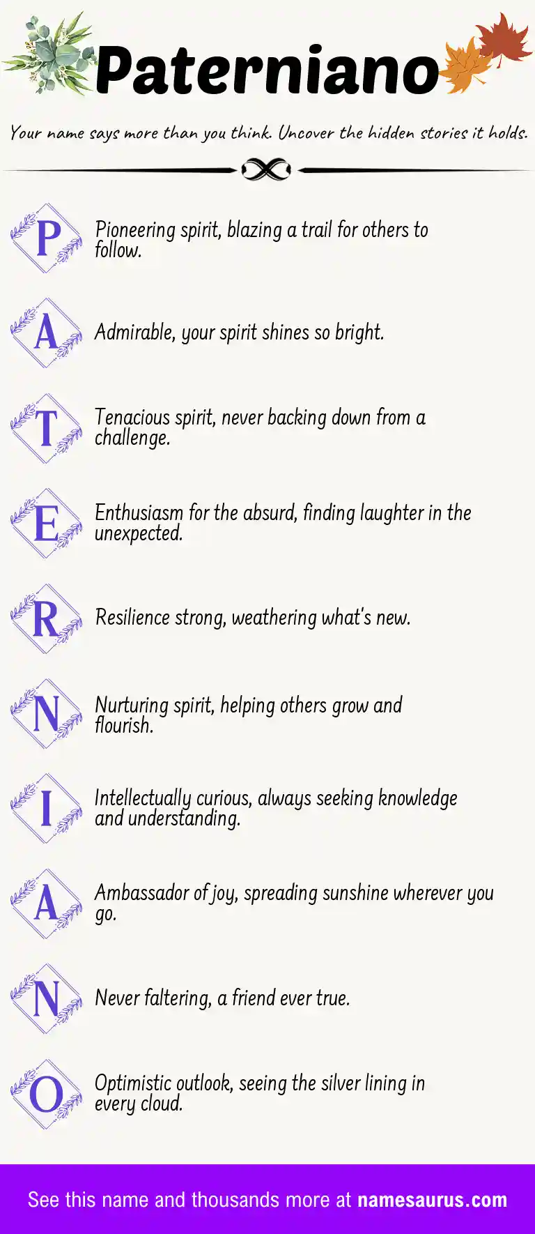 Acrostic poem about Paterniano.