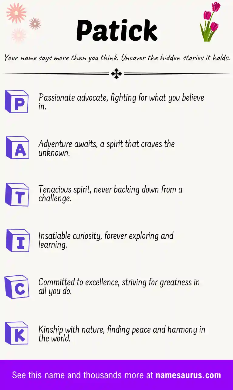 Acrostic poem about Patick.
