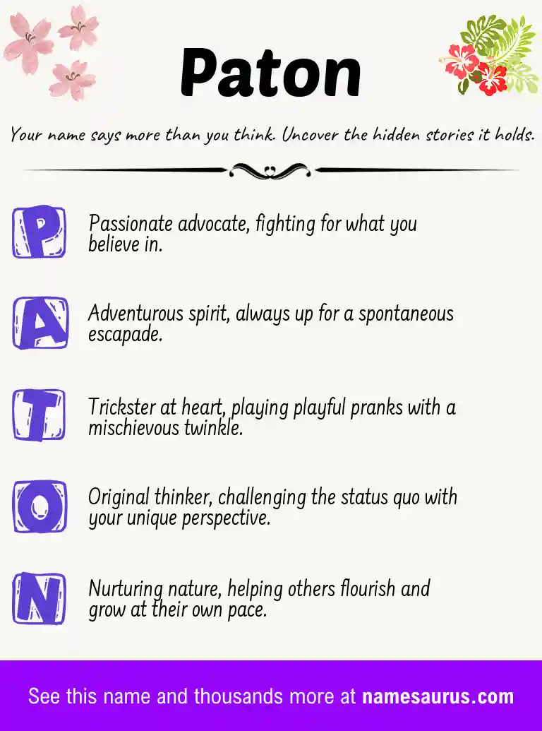 Acrostic poem about Paton.