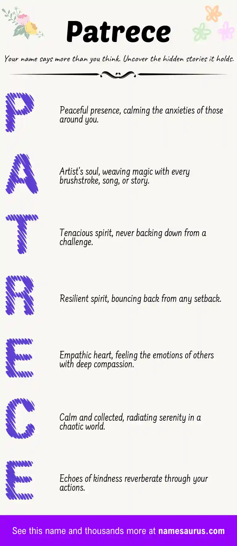 Acrostic poem about Patrece.