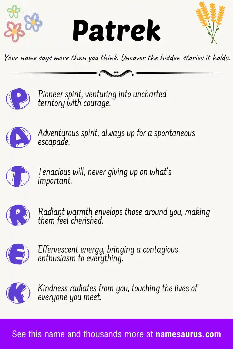 Acrostic poem about Patrek.