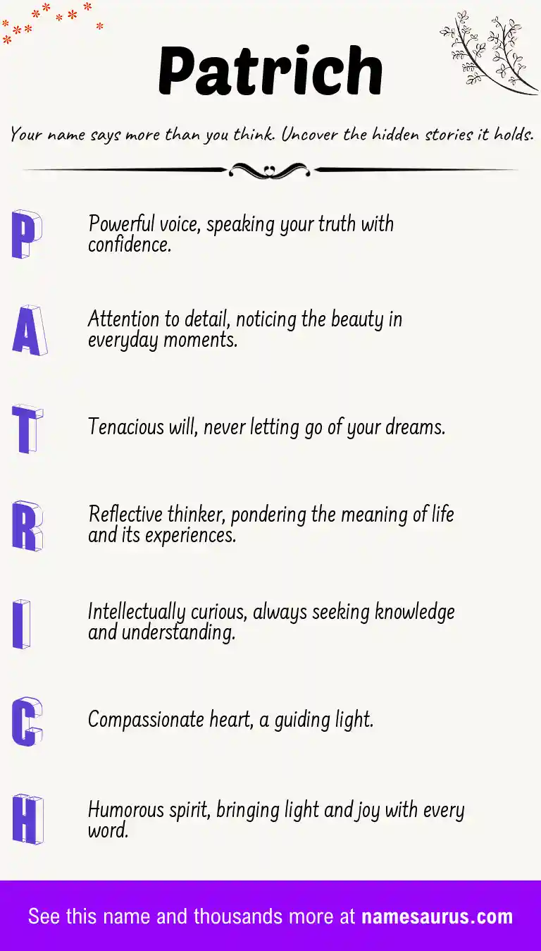 Acrostic poem about Patrich.