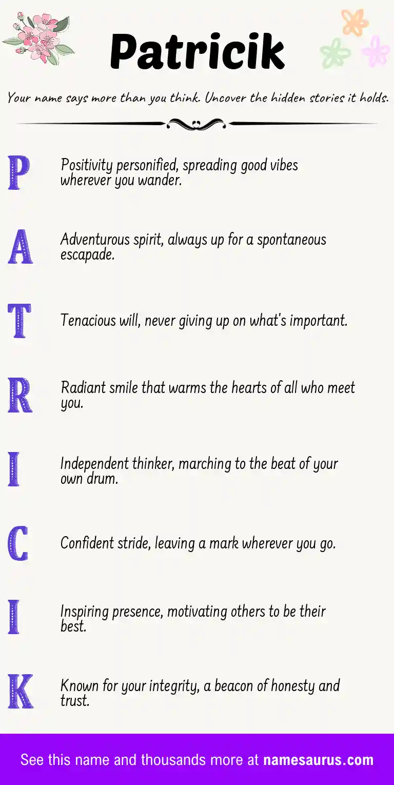 Acrostic poem about Patricik.
