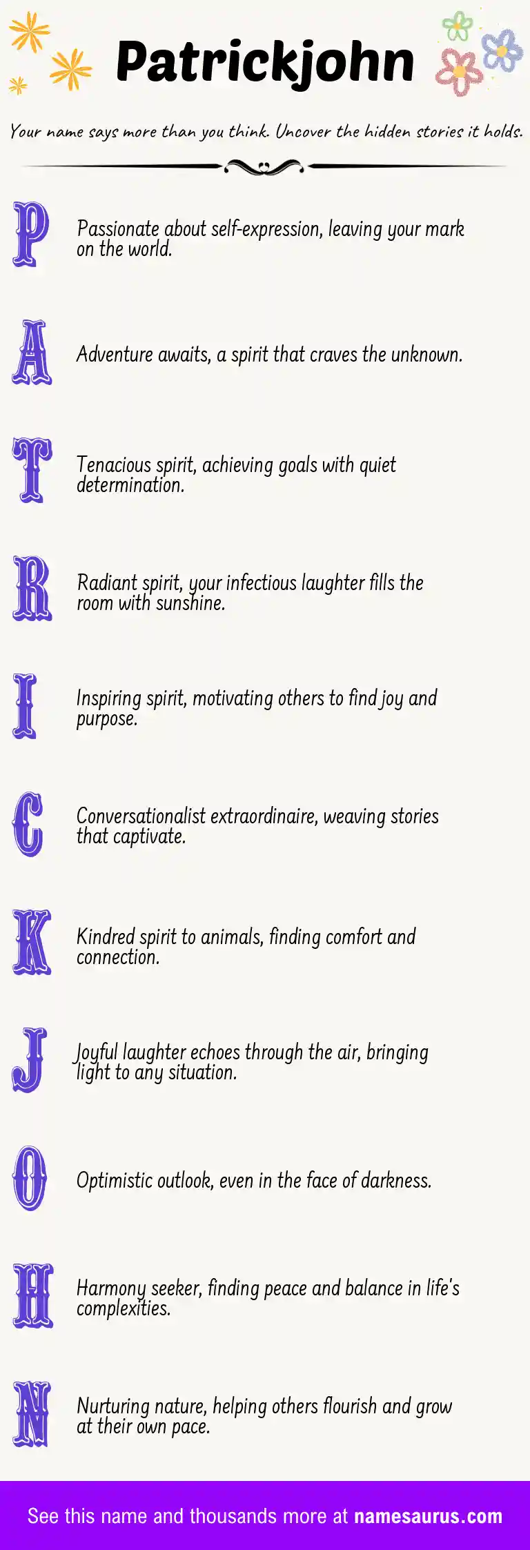 Acrostic poem about Patrickjohn.