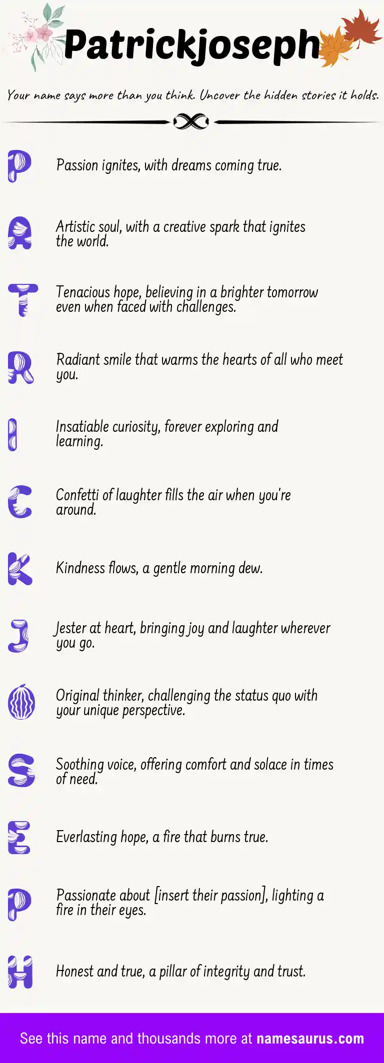 Acrostic poem about Patrickjoseph.
