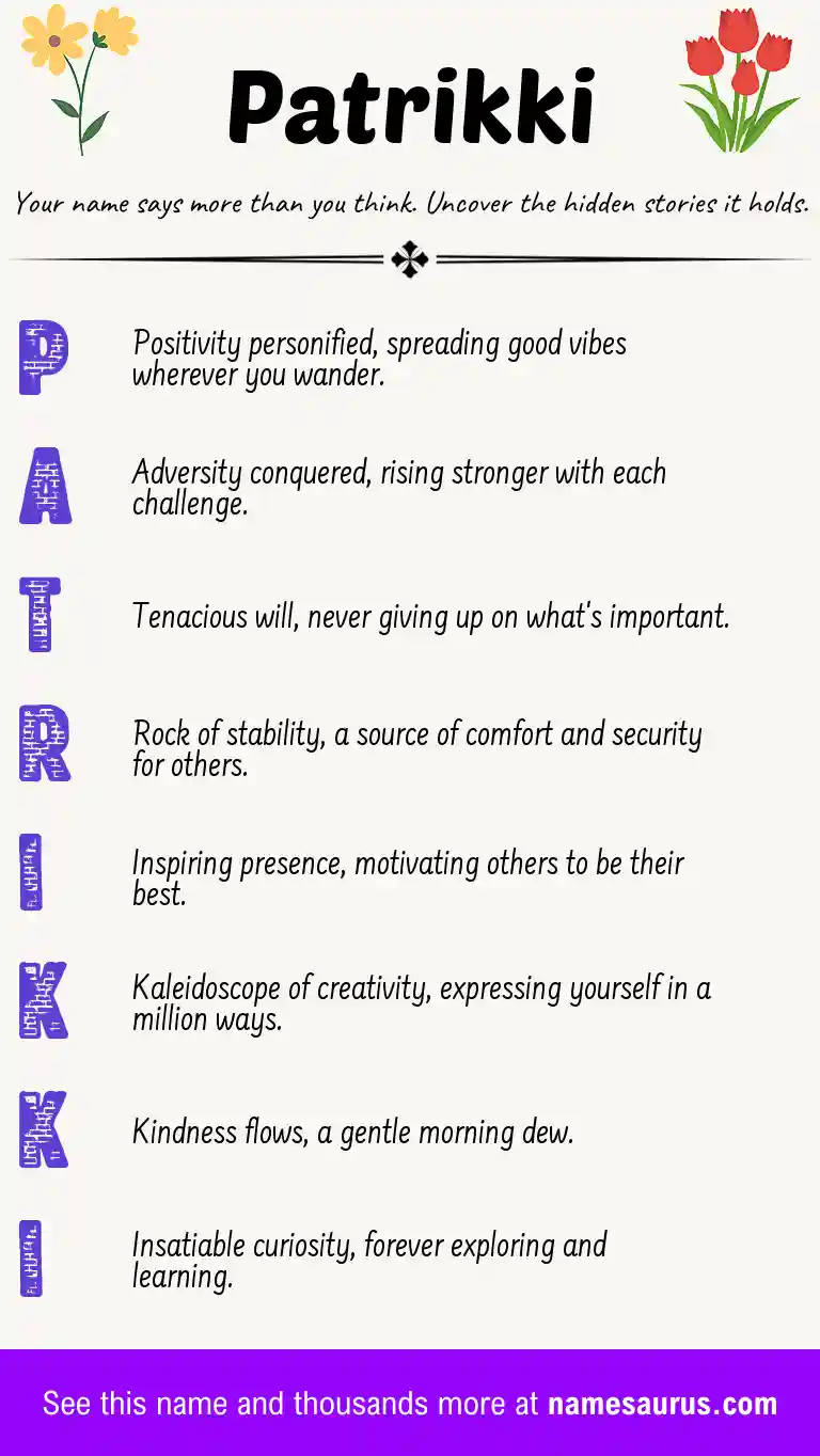 Acrostic poem about Patrikki.
