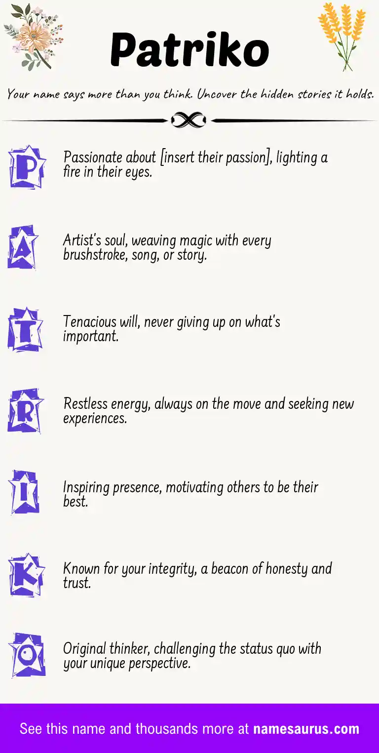 Acrostic poem about Patriko.