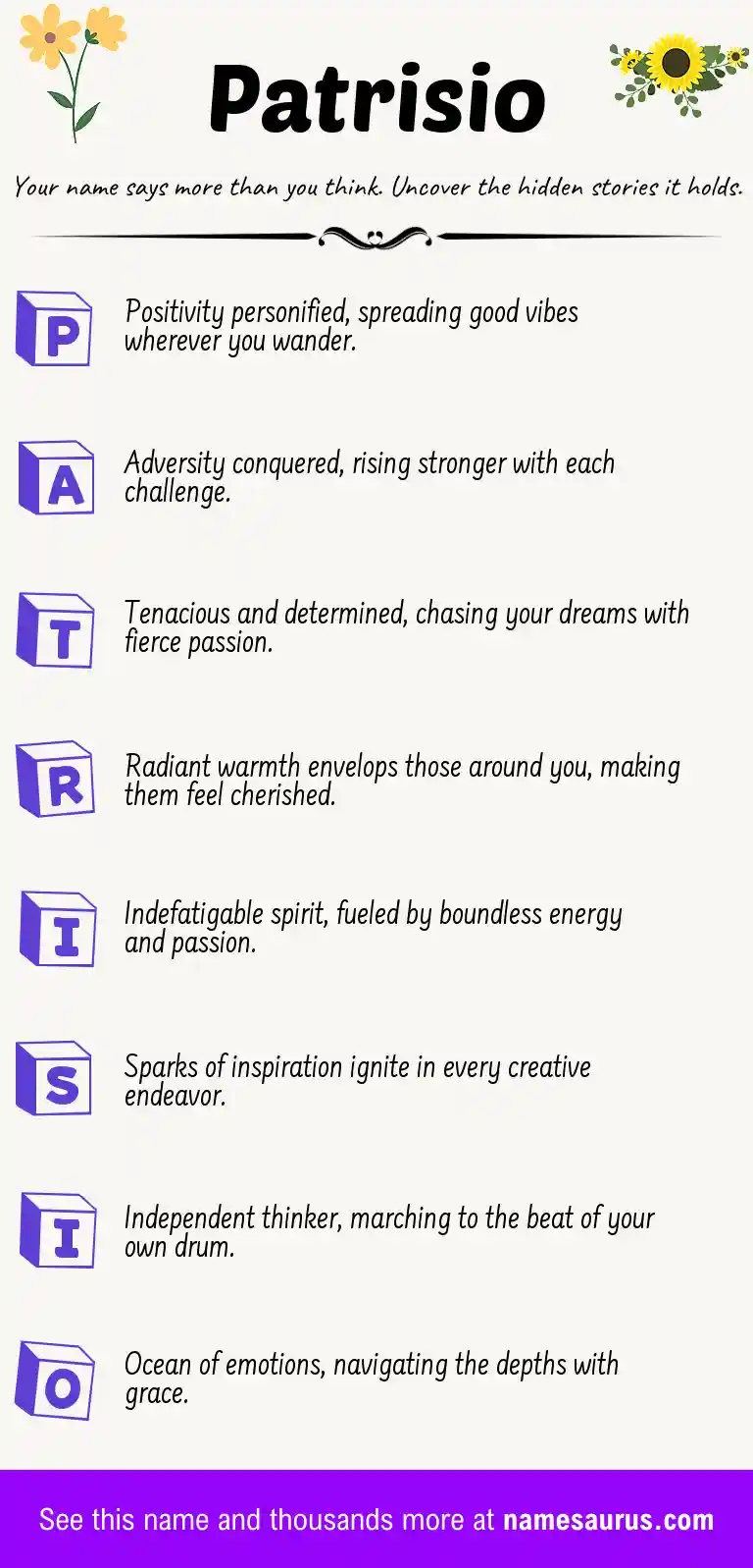 Acrostic poem about Patrisio.