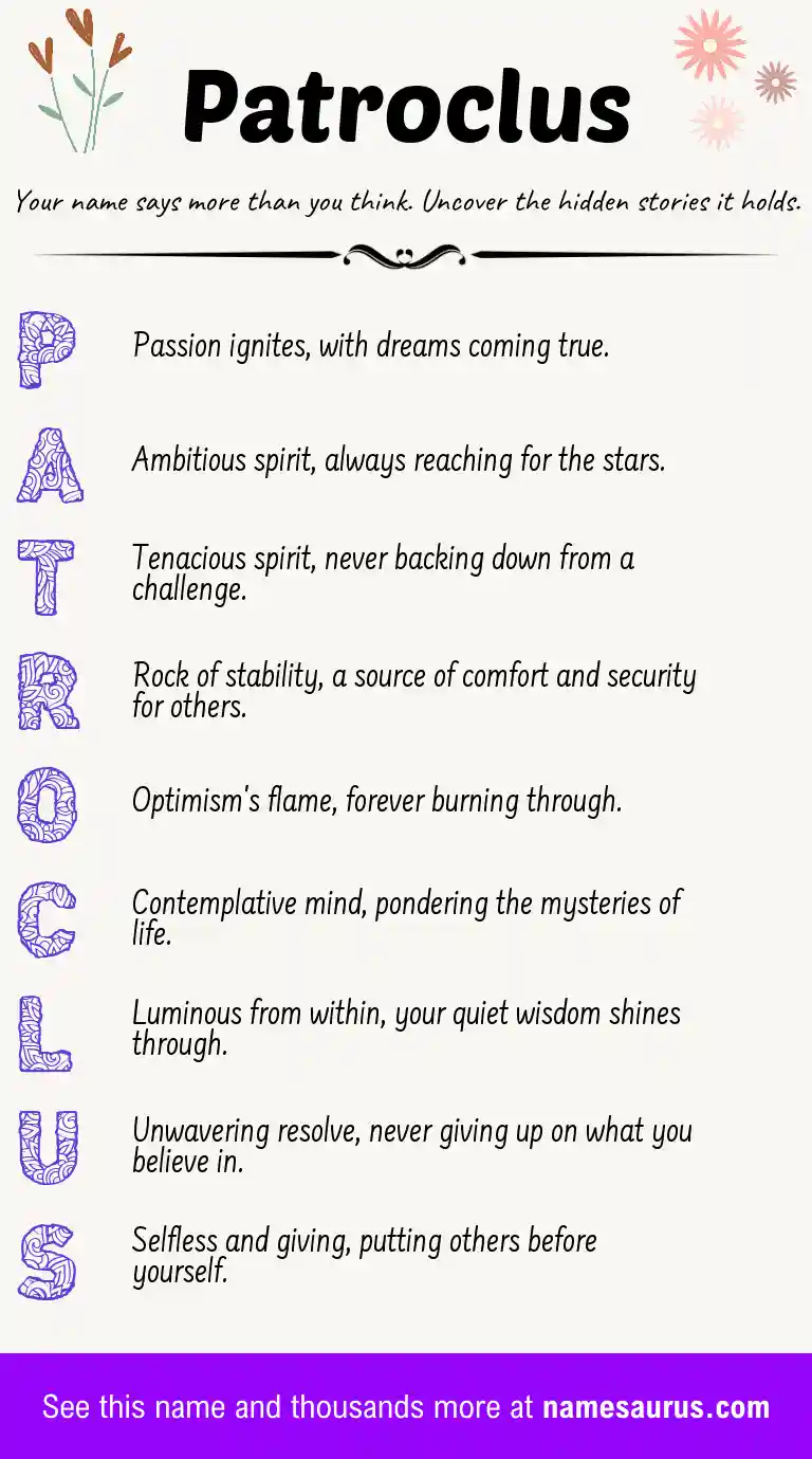 Acrostic poem about Patroclus.