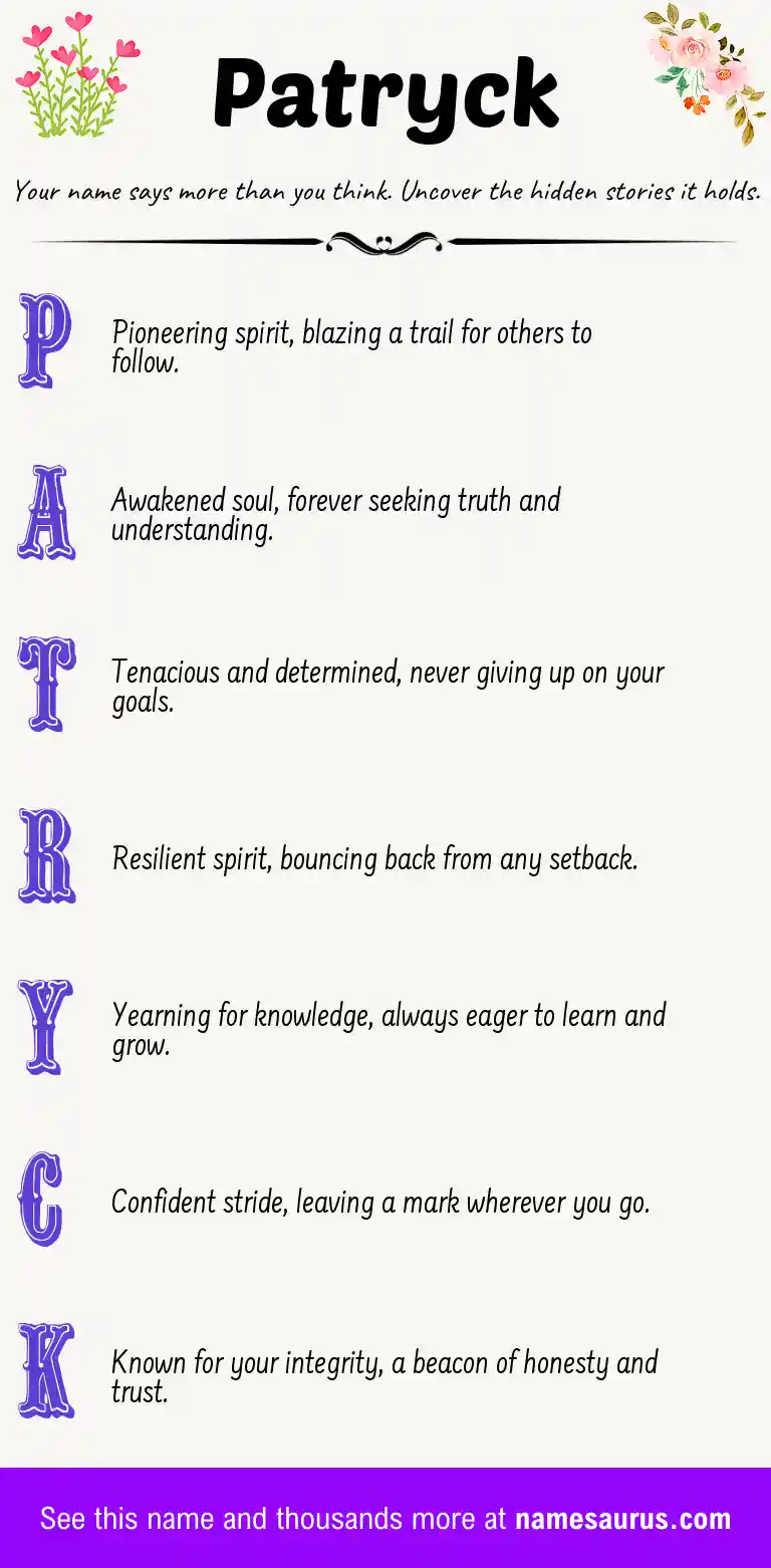 Acrostic poem about Patryck.