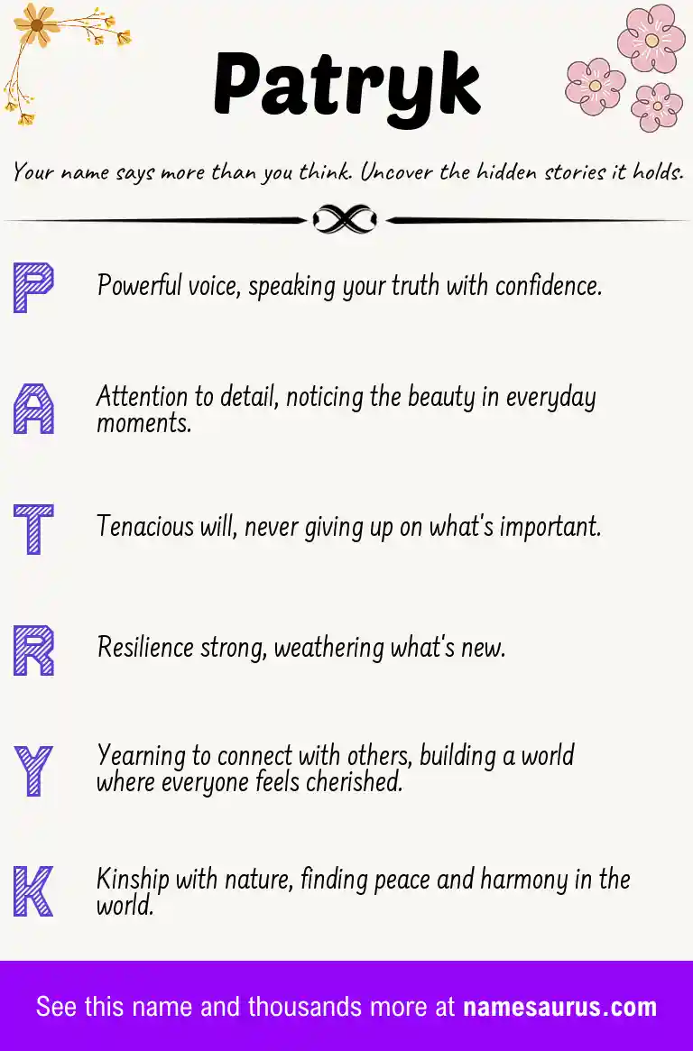 Acrostic poem about Patryk.
