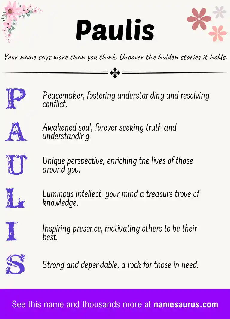 Acrostic poem about Paulis.
