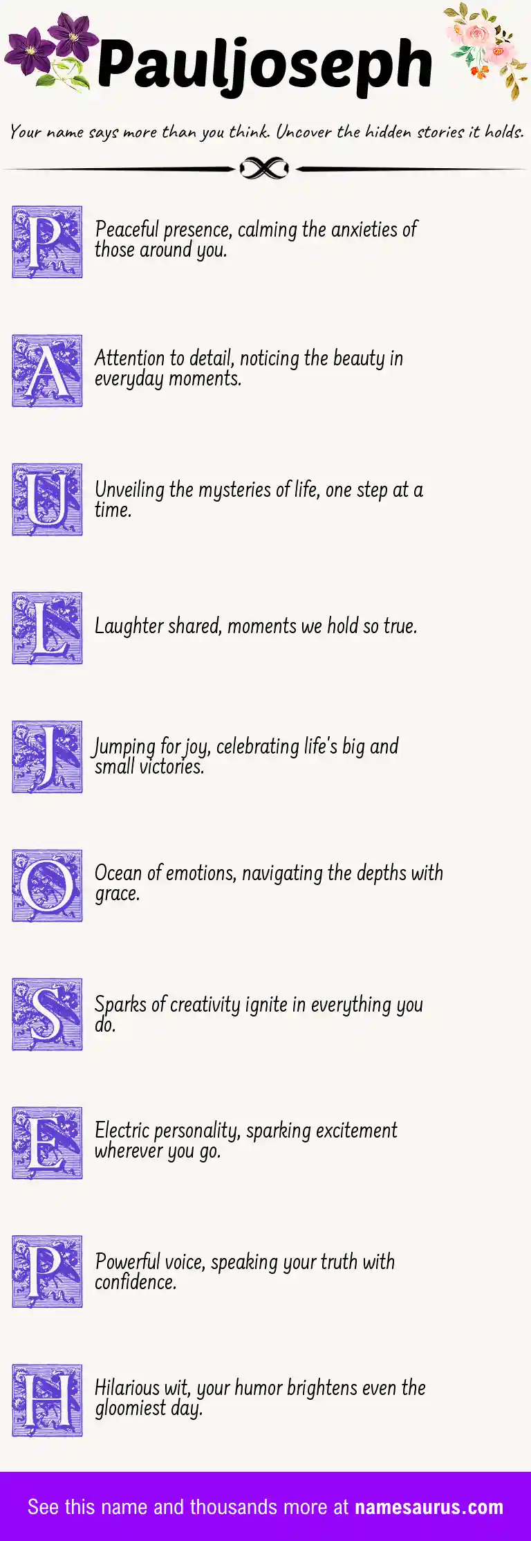 Acrostic poem about Pauljoseph.