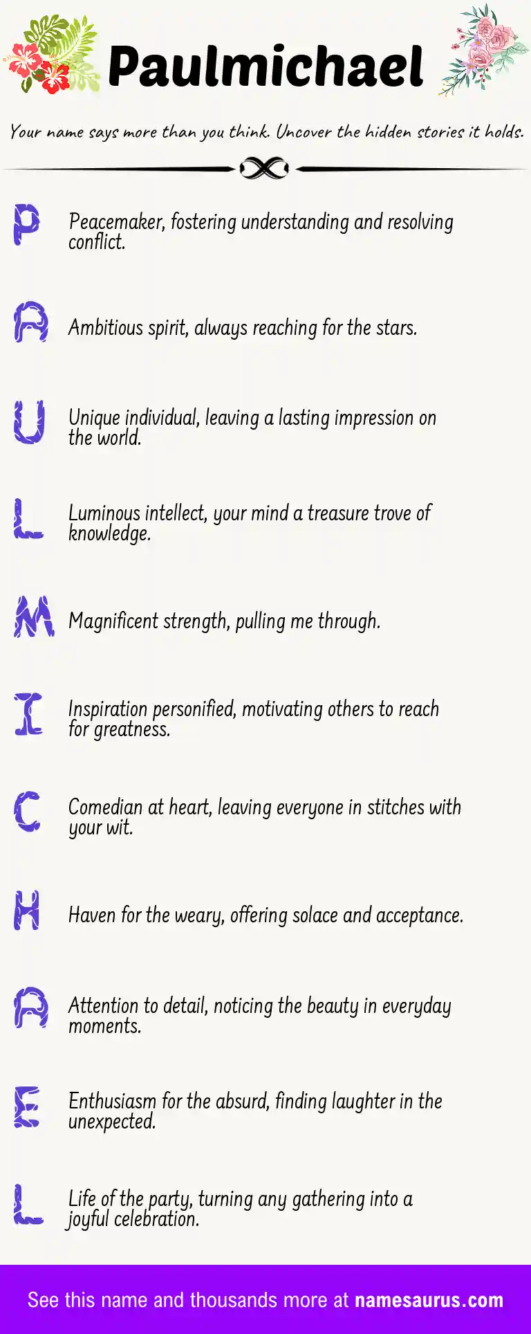 Acrostic poem about Paulmichael.