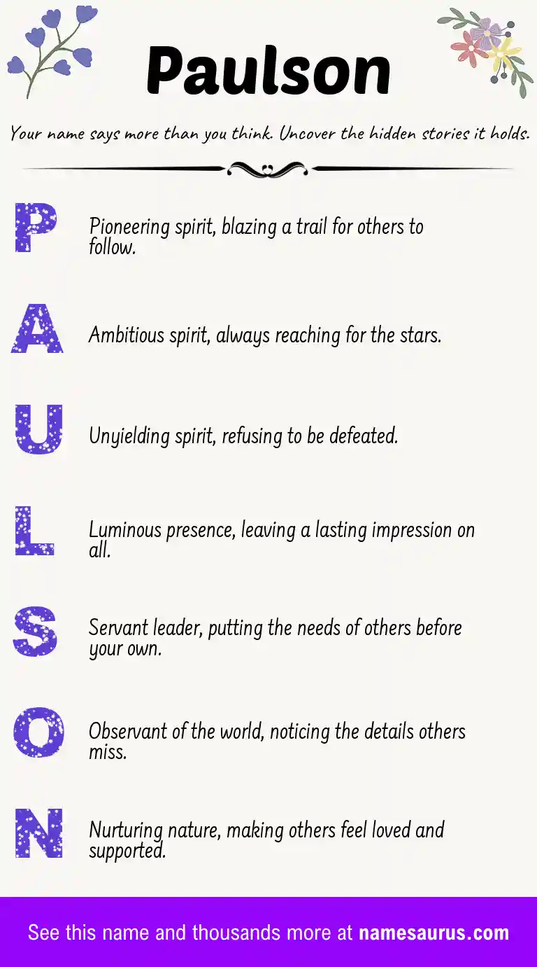 Acrostic poem about Paulson.
