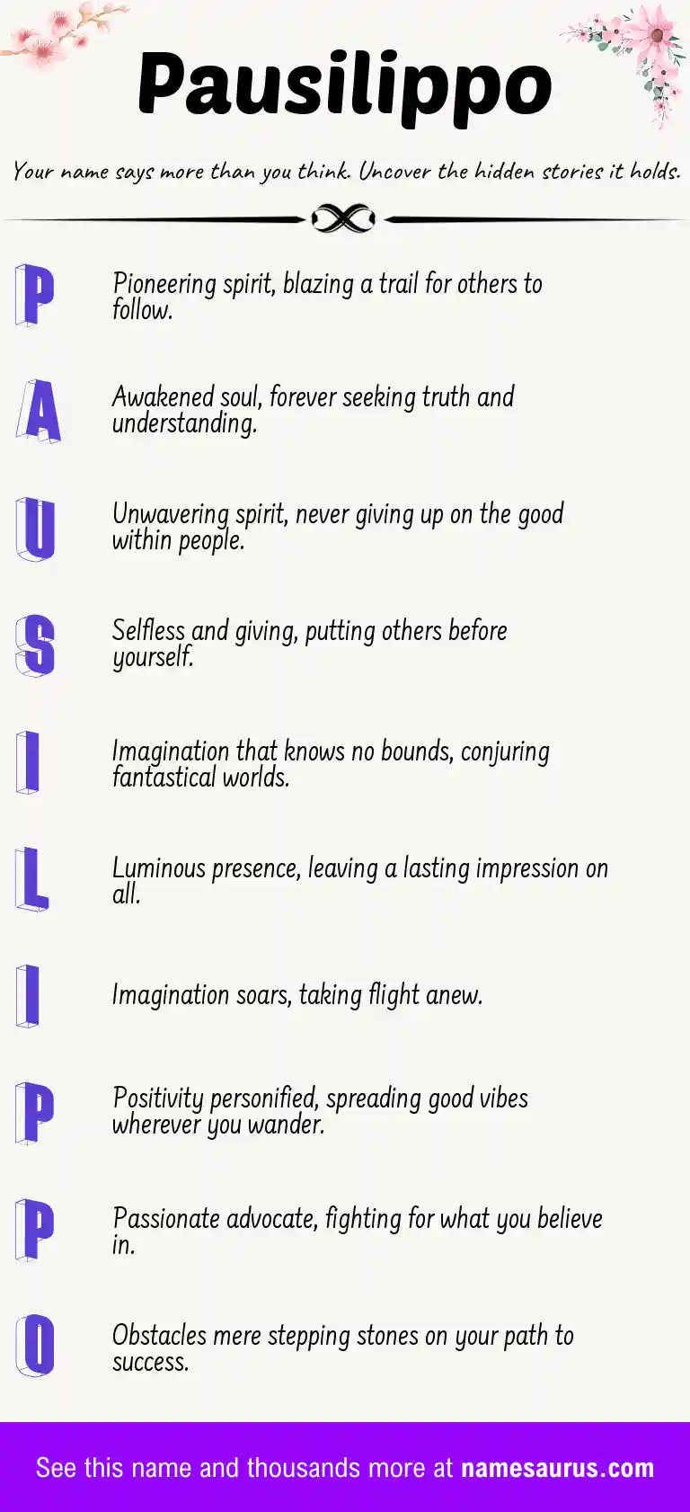 Acrostic poem about Pausilippo.