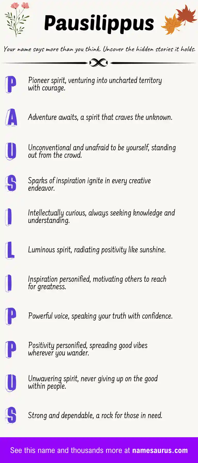 Acrostic poem about Pausilippus.