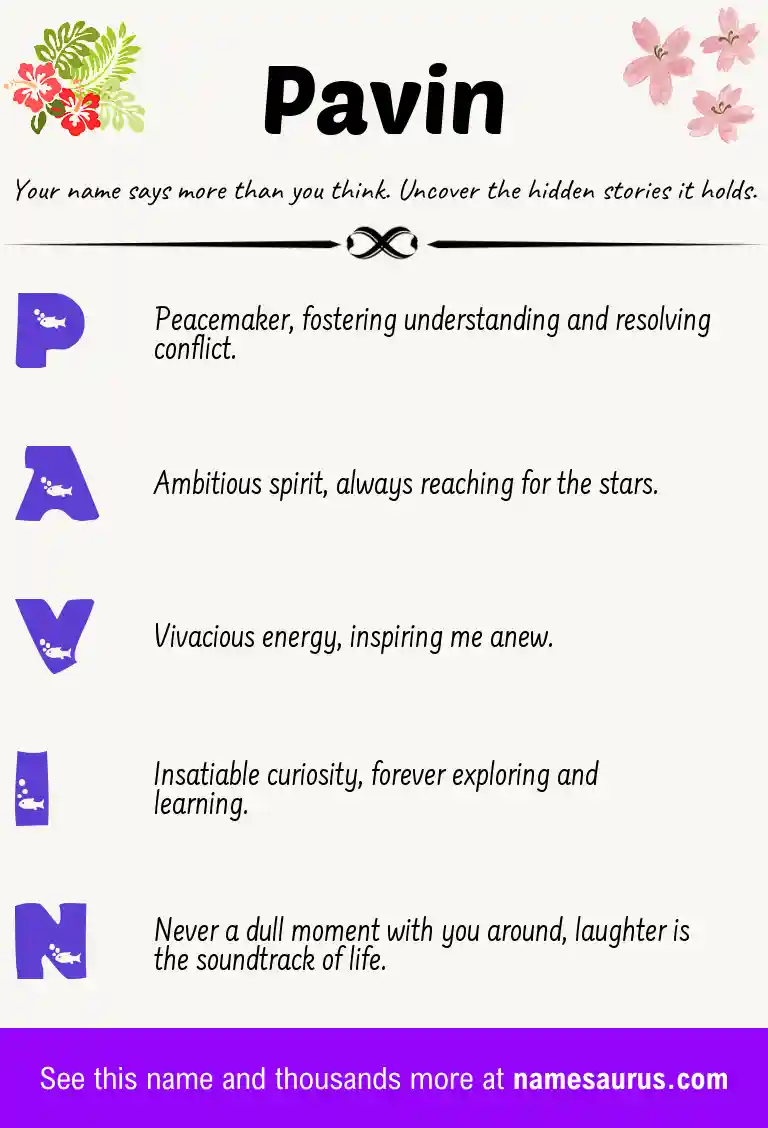 Acrostic poem about Pavin.