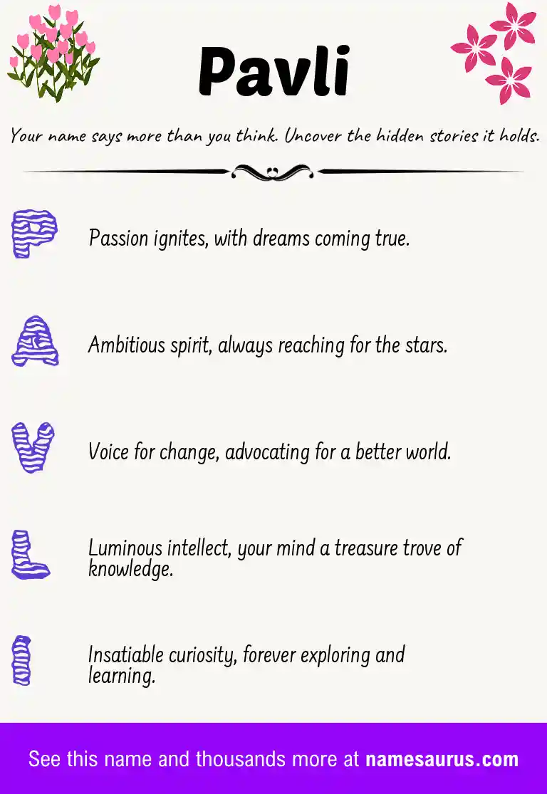 Acrostic poem about Pavli.