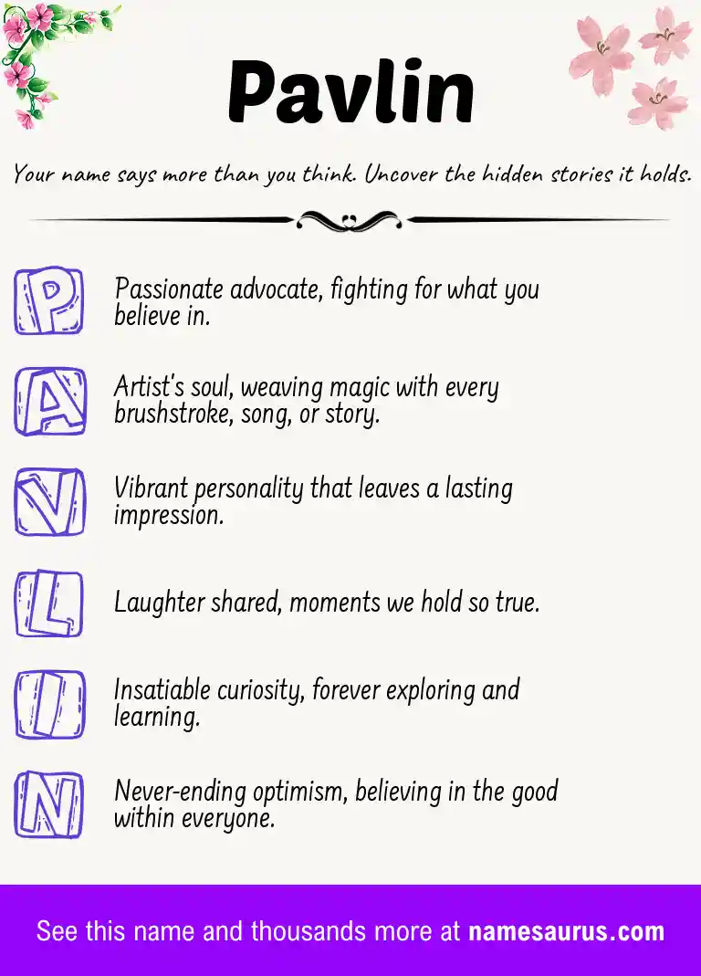 Acrostic poem about Pavlin.