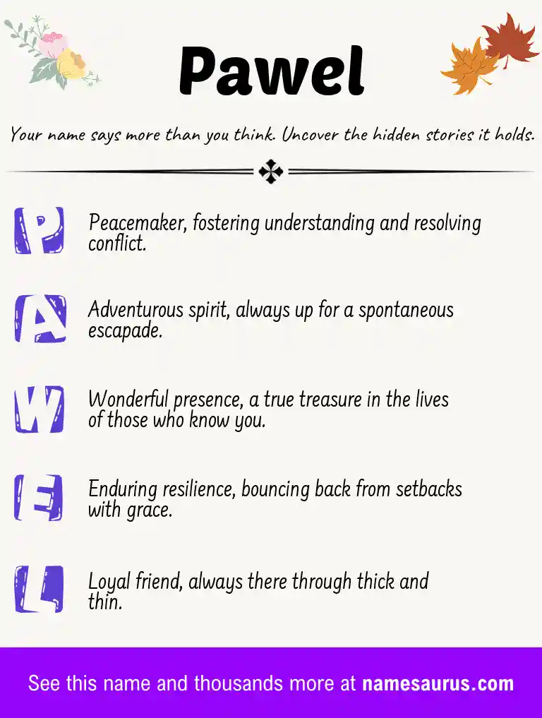 Acrostic poem about Pawel.