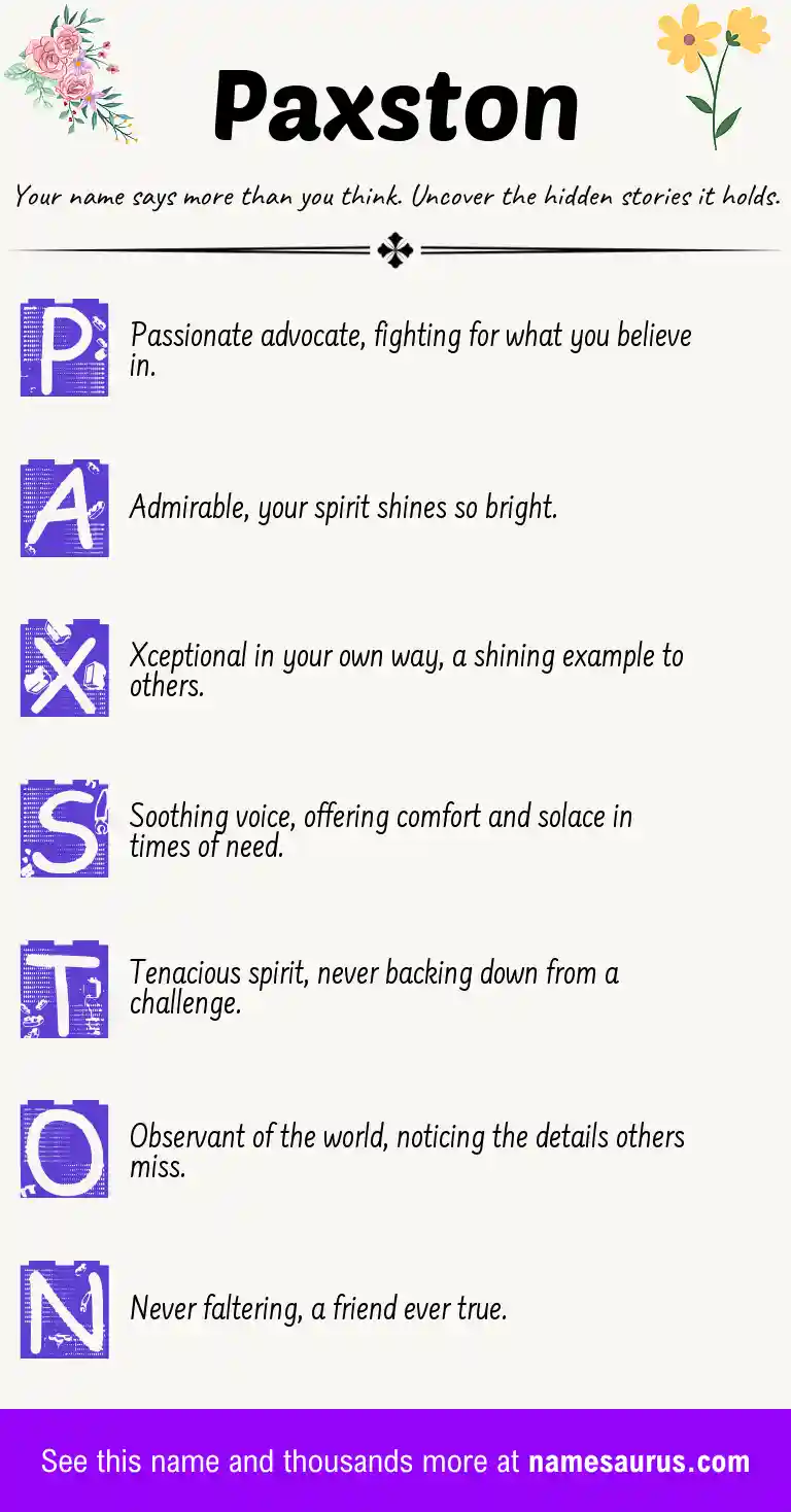 Acrostic poem about Paxston.